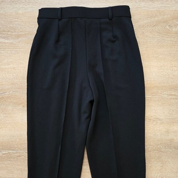 H&M Black Creased Tapered Suit Pants Small Crêpe Jersey High Waist New With Tags - Picture 9 of 16